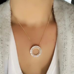 Ola cz Pendant Necklace 18Kts Gold Plated Chain